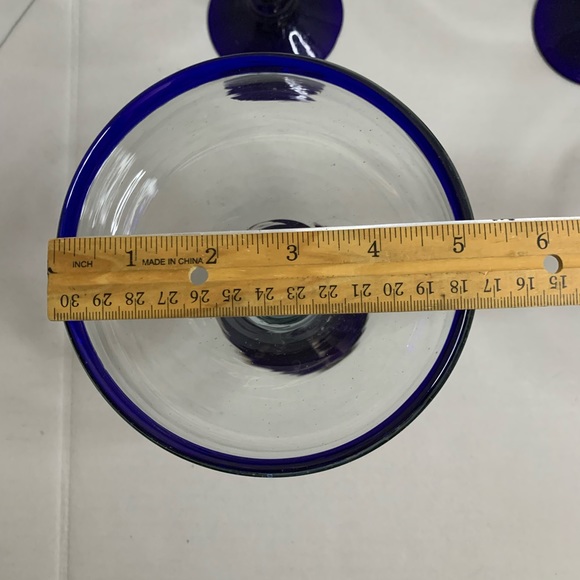 Blue Rimmed Glass Margarita Set - Picture 3 of 9